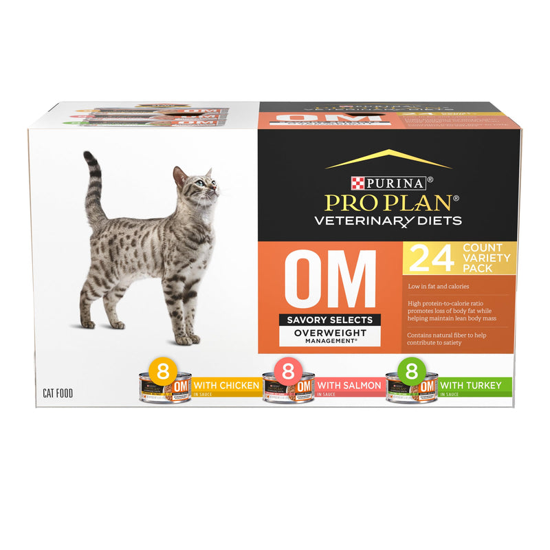 Pro Plan Veterinary Diets Purina OM Savory Selects Wet Cat Food Variety Pack - (Pack of 24) 5.5 oz. Cans