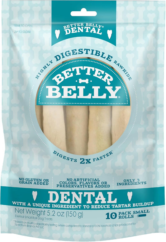 Better Belly Dental Roll Small Highly Digestible Dog Treats, 10 Count