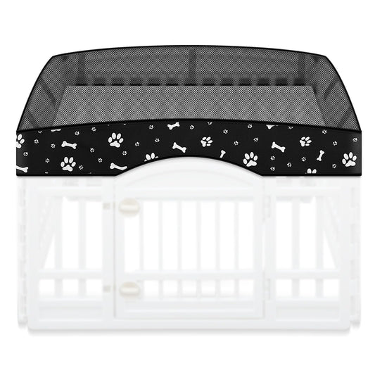 Dog Playpen Mesh Top Lid Fits for 36 Inch 4 Panels Crate Cover Regular Square Plastic Exercise Pet Pen, Breathable Pet Playpen Shade Covers for Dog Crate Pad, Cover Only, Fence Not Included(Black)