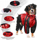Dog Raincoat, 4 Leg Waterproof Dog Rain Jacket with Hood, Red L