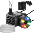 DaToo Mini Submersible Fountain Water Pump With LED Light 50GPH 3W Small Ultra Quiet Water Pump With Tubing For Aquarium