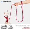 BuddyArmor Hands Free Cat Leash Lightweight 4.1-7.2FT Adjustable Durable Rope Leash with Padded Handle, Versatile Crossbody Waist Lead for Cats Puppy ≤26lbs Outdoor Walking (Olive, S)