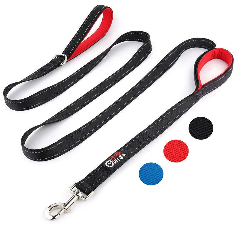 Primal Pet Gear Dog Leash 8ft Long - Black - Traffic Padded Two Handle - Heavy Duty - Double Handles Lead for Control Safety Training - Leashes for Large Dogs or Medium Dogs - Dual Handles Leads