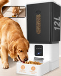 Large Breed Automatic Dog Feeder with 1080P HD Camera: 12L/50 Cups 20-Day Food Capacity for Busy Pet Owners - Anti-Clog Wide Outlet for Large Kibble