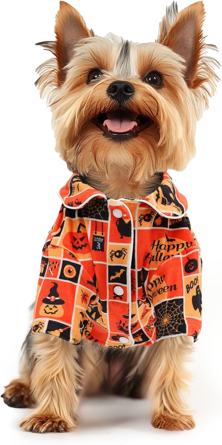 CuteBone Two-Leg Velvet Pet Halloween Pajamas Girl Dog Clothes - Soft, Cozy, and Stretchy Boy Pjs for Small, Medium Dogs