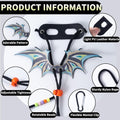 COMSUN 2 Pack Bearded Dragon Harness Leash Set with Leather Dinosaur Wings