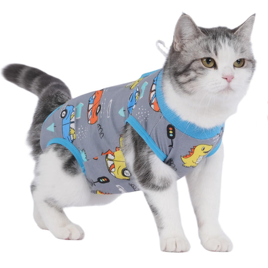 kzrfojy Cat Recovery Suit Cat Onesie for Cats After Surgery Female Male Spay Kitten Neuter Surgical Bodysuit Post Surgery Cone of Shame Alternative Anti Licking (Gray, Large)