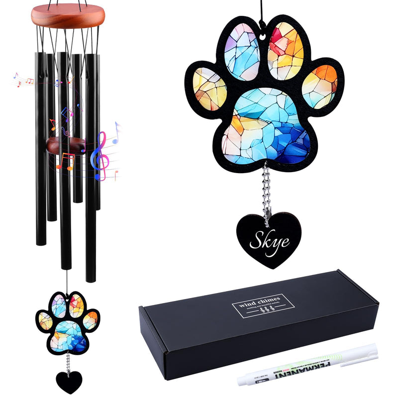 Pet Memorial Wind Chime – Dog Memorial Gifts for Loss of Dog, Loss of Pet Sympathy Gift, Pet Remembrance Bereavement Gift (Paw)
