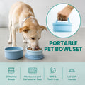 KindTail Dog Travel Bowls - Set of 2 Portable Pet Food & Water Dishes with Lid & Handle - Each Nesting Container Include