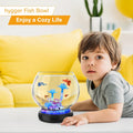 hygger 0.5 Gallon/1 Gallon Glass Fish Bowl with LED Light and Decor, Small Round Betta Fish Tank Goldfish Bowl, Round Cl