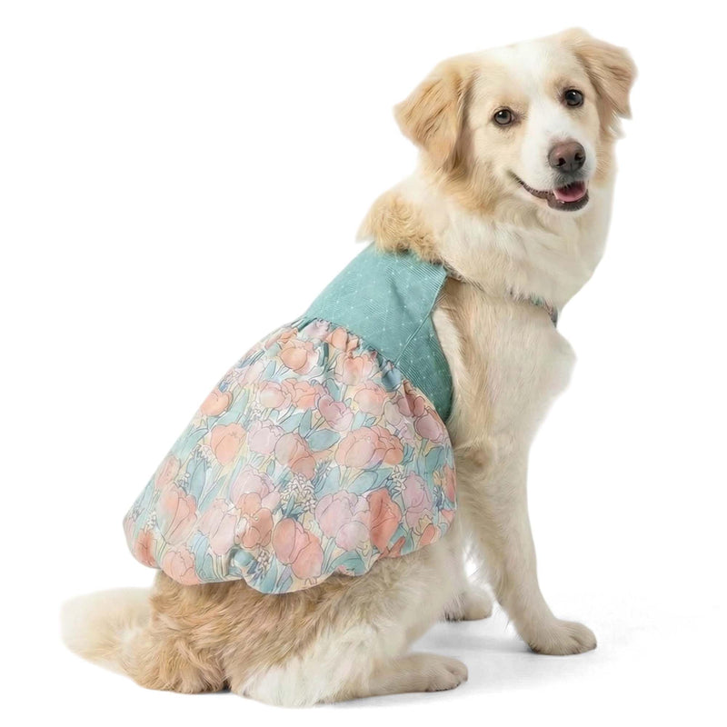 FLAdorepet Dog Dress for Large Dogs Girls,Floral Dog Wedding Dress Birthday Easter Dresses,Spring Summer Dog Clothes for Bulldog Labrador Rottweiler (Pink, 6XL(Chest 32.2 inch))
