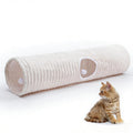 FORMYCATIE Luxurious Cat Tunnel,43" Straight Cat Tunnel Toys with Balls for Indoor,Collapsible Peekaboo Cave for Kitten （White Stripe）