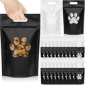 Gersoniel 100 Pcs Paw Dog Treat Bags Gift Bags with Window Resealable Stand up Plastic Zipper Pouches for Canine Delights or Dog Party Supplies, 5.5 x 8.6 inches (Black and White)