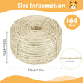 164 Ft Sisal Rope for Cat Tree, 1/6 Inch Natural Twine, Natural Color
