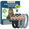 Flea and Tick Collar for Cats - 4 Pack, 32 Month Protection Treatment, Waterproof, Natural Prevention, Adjustable for Cats & Kittens (Black Grey)
