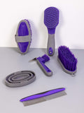 Horse Grooming Kit (12-Piece): Brushes, Storage Bag, Sweat Scraper, Mane Comb, Grooming Gloves - Purple Horse Gifts for 