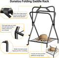 Dunatou Foldable Saddle Rack with Bottom Storage Shelf – Heavy Duty Horse Saddle Stand for English & Western Saddles, Po