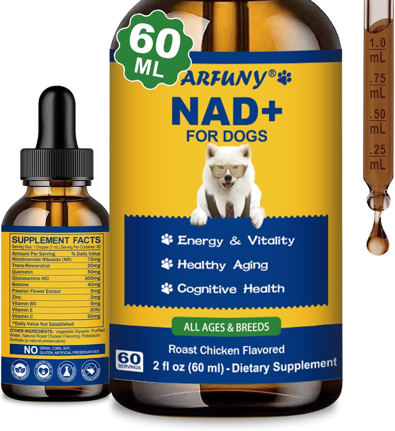 NAD+ Longevity Supplement for Senior Dogs, Vitality, Cognitive Health, 60ML