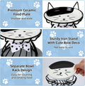 TRUNDISAN Elevated Cat Food Dish, Ceramic, Non-Slip Stand, Raised Feeding Station, 5 in, Shallow for Whiskers, Dishwasher Safe