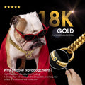 txprodogchains 18K Gold Chain Dog Collar 10MM Cuban Link Chain Stainless Steel Metal Links Walking Training Collar for S