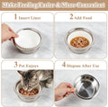Supkiir Disposable Cat Bowls Set, 1000 Pcs Paper Cat Feeding Bowl Liners and 5 Pcs Stainless Steel Pet Bowls, Small Paper Disposable Pet Food Bowl for Small Dogs Cats, Puppy Kitten and Dry or Wet Food