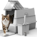 Stainless Steel Litter Box with Lid | Extra Large Enclosed Cat Litter Box for Big Cats | High Sided Metal Litter Boxes | 100% Anti-Urine Leakage | Odor Control | Non-Stick with Litter Scoop Set & Mat