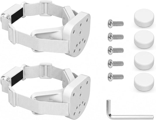 Reinforced Retractable Baby Gate Replacement Parts Kit, Retractable Dog Gate Full Set Wall Mounting Hardware Retractable Pet Gate Accessories with Brackets Latches Anchors and Screws (White)