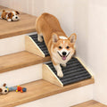 TIMHAKA 2 Pack Dog Ramp for Stairs, Upgraded Widened Non-Slip Dog Stairs for Small Medium Dogs, Wooden Pet Steps for Sta