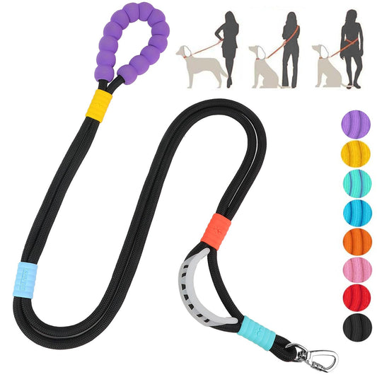 JSXD Dog Leash,5 FT Heavy Duty Dog Training Leash,Double Handle Comfortable Padded Hands Free Dog Leash,Adjustable Crossbody Waist Leash for Small Medium Large Dogs(Black)