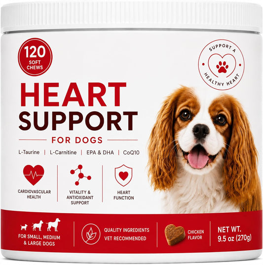 Taurine for Dogs - Heart Support Supplement, with L-Taurine, L-Carnitine, EPA & DHA, Omega 3, CoQ10, Supports Heart Musc
