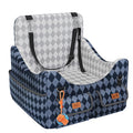 Dog Car Seat for Small/Medium Dogs up to 35lbs, 4-Pocket Storage Memory Foam Dog Booster Seat, Detachable Washable Pet Car Seat with Safety Belt, Outdoor & Indoor Use (Blue/Grey)