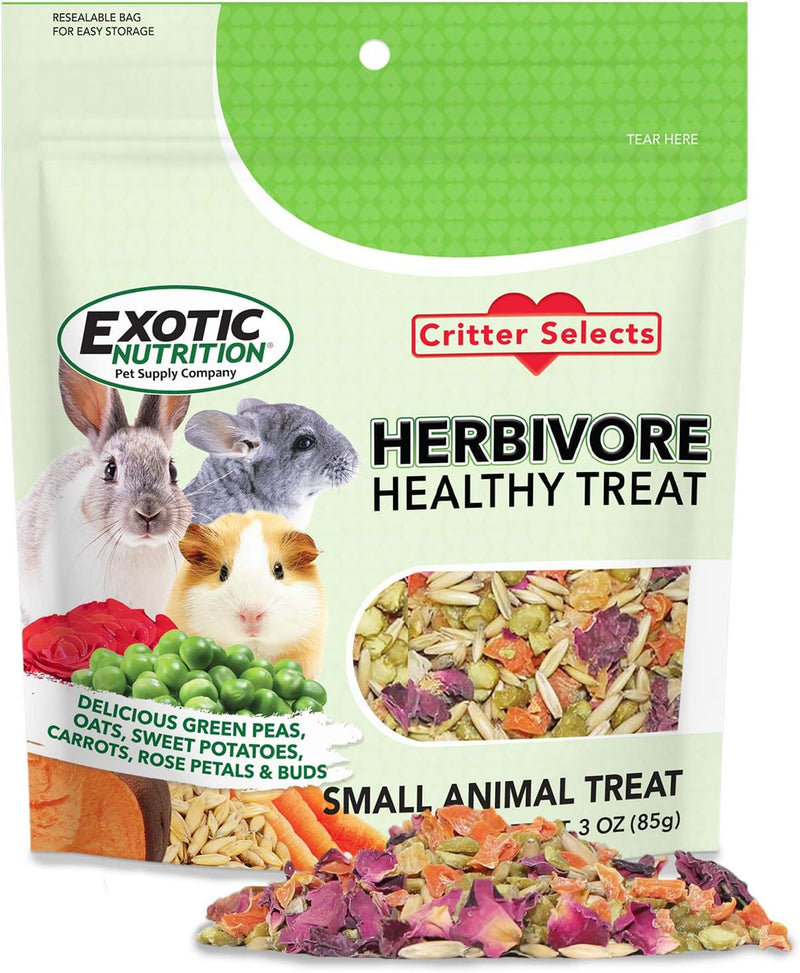 Herbivore Treat (3 oz.) - Healthy Natural Mixed Treat - Sweet Potatoes, Carrots, Green Peas, Oats, Rose Petals - For Chi