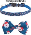 PTDECOR Christmas Cat Collars with Bow, Red Blue Cat Xmas Collar