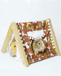 Guinea Pig House, Bamboo Hideout with Window, Bottomless Cage Accessory