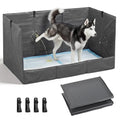 Bhyhok Foldable Dog Litter Box with High Walls, Waterproof Indoor Dog Potty Tray with 4-Inch Baffle, 33.5"×23.6"×15.9" Dogs Pee Pad Holder for Puppies Small and Medium Dogs