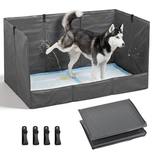 Bhyhok Foldable Dog Litter Box with High Walls, Waterproof Indoor Dog Potty Tray with 4-Inch Baffle, 33.5"×23.6"×15.9" Dogs Pee Pad Holder for Puppies Small and Medium Dogs