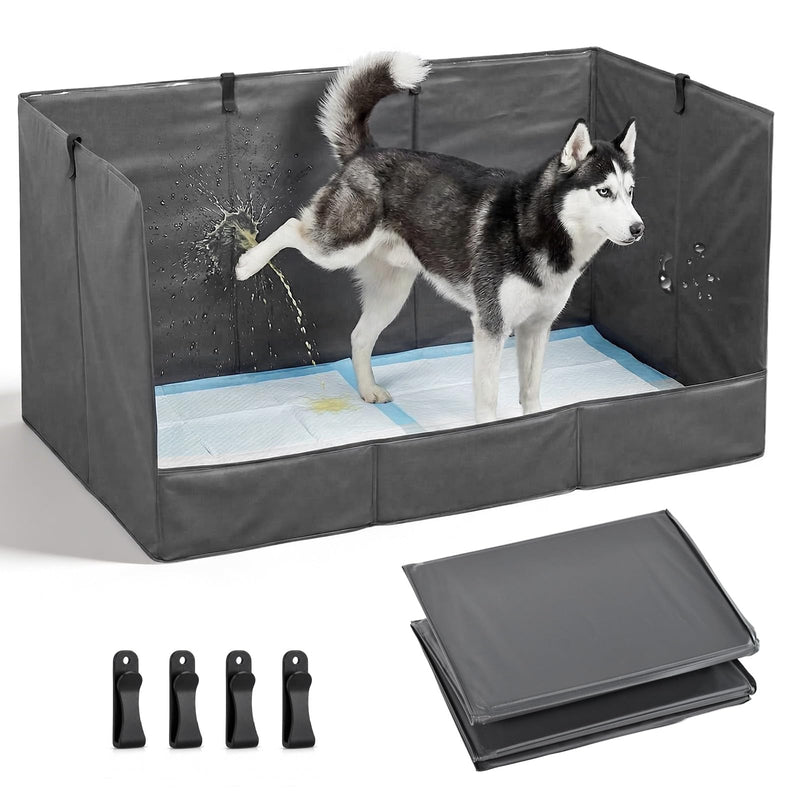 Bhyhok Foldable Dog Litter Box with High Walls, Waterproof Indoor Dog Potty Tray with 4-Inch Baffle, 33.5