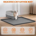 Pawtners Large Cat Litter Mat for Litter Box 2 Packs, 34" x 22" Waterproof Silicone Pad for Floor, Easy to Clean, Gray