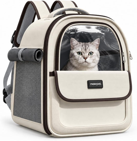 Cat Backpack Carrier Airline Approved, Clear Window, Side Mesh, 15 lbs