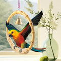 MUYG Bamboo Ring Bird Swing Perch,Large Circle Cage Hanging Toys,Bird Perch Climbing Toy Steady Natural Birds Hemp Rope Swings for Budgie,Cockatiels,Conures,Finches,Small Parakeets