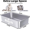 Stainless Steel Litter Box, 23.6“x15.7"x6" Deep Stainless Steel Cat Litter Box Extra Large, XL Metal Litterbox for Big C