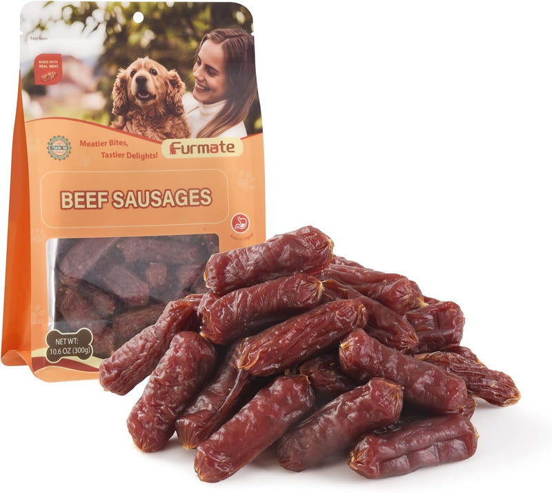 Dog Treats, Soft Slow Roasted Beef Sausage Jerky for Dogs, 10.6 oz