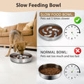 Slow Feeder Dog Bowl, 2 Cups Stainless Steel Heavy Duty with Non-Slip Base 8.7 inch Puzzle Maze Dog Food Bowls for Medium, Large Breed Size Dogs to Slow Down Eating