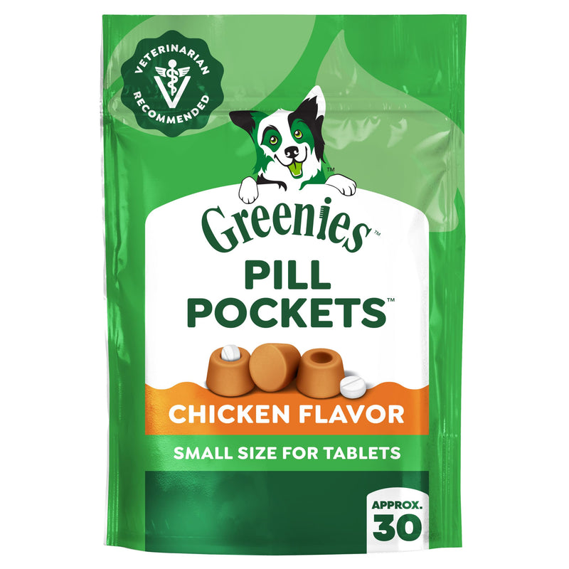 Greenies Pill Pockets for Dogs Small Size, Tablet Pill Treats for Dogs, Chicken Flavor, 3.2 oz. Pouch
