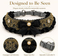 Dog Wedding Collar & Pearl Leash Set for Small Dogs, Black Gold