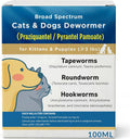 Dewormer for Cats & Dogs Broad Spectrum Praziquantel & Pyrantel Pamoate Tapeworm, Roundworm & Hookworm Easy to Dose for 