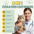 Flea & Tick Prevention for Dog and Cat, 500 Crunchy & Creamy Flea Chews+ Flea & Tick Support Drops - Skin & Coat Support