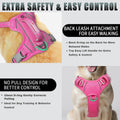 BARKBAY No Pull Dog Harness Large Reflective Dog Harness with Front Clip and Easy Control Handle for Walking Training Running with ID tag Pocket(Pink,L)