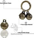 Morn Light 2 Pack Dog & Cat Bells with Engraved Pattern, Extra Loud Brass Bell for Collar with Quick Clasp, Anti-Lost Tracking,Gift Ready Set for Small to Medium Pets Lovers(Silver+Copper,S+M)