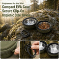 Portable Double Pet Bowl Set, Stainless Steel Food and Water Bowls with EVA Carry Case and Clip for Dogs and Cats Travel